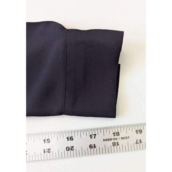 Ann Taylor Chiffon And Jersey Half Button Down Blouse Top Black Size XS - Picture 9 of 10